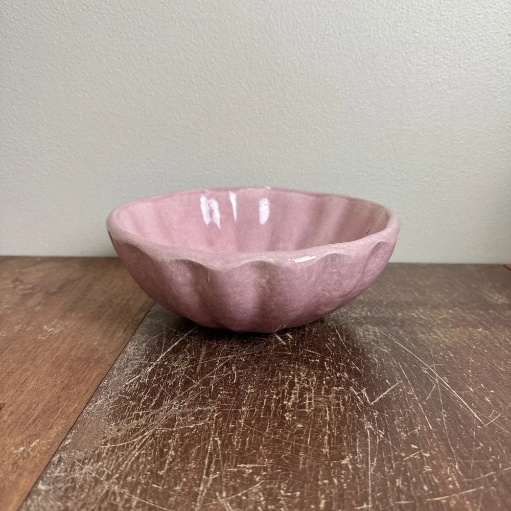 Vintage Pink Glaze ceramic‎ bowl Shallow Planter marked 7A inside
